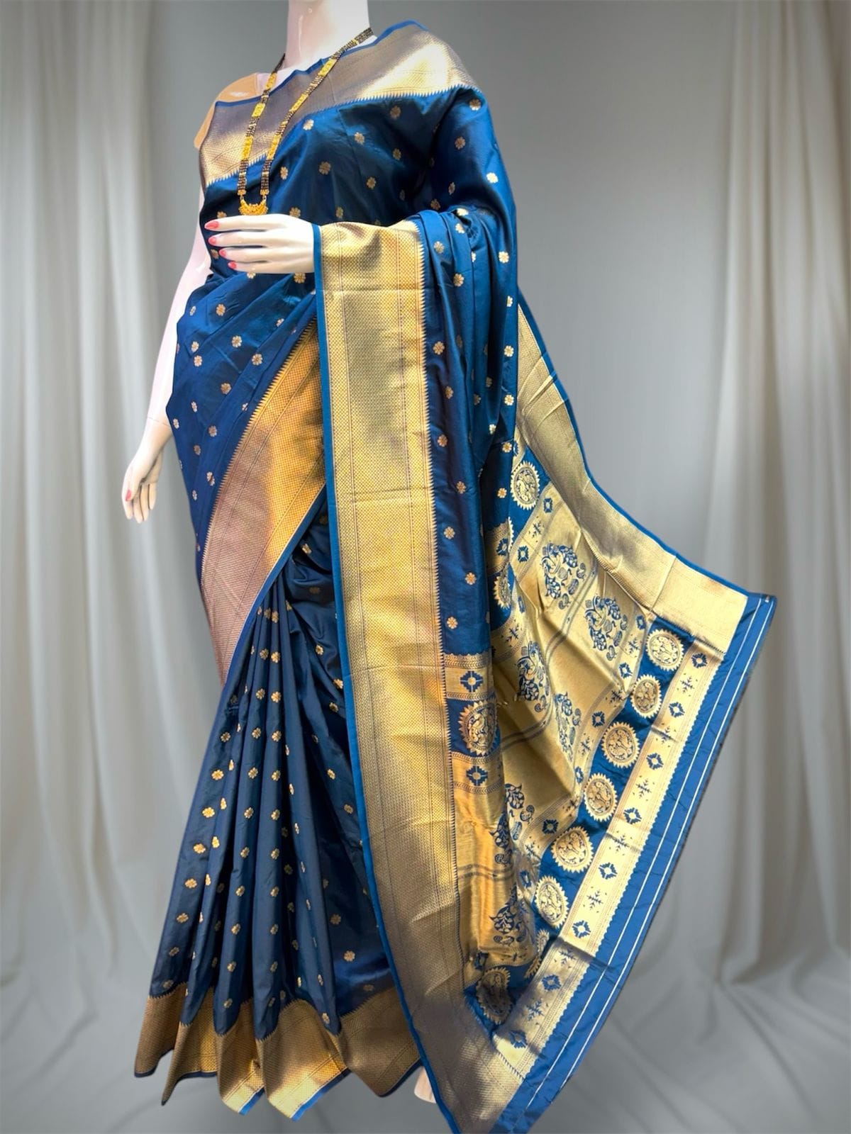 Premium Kalanjali Paithani Silk Saree – Teal Blue