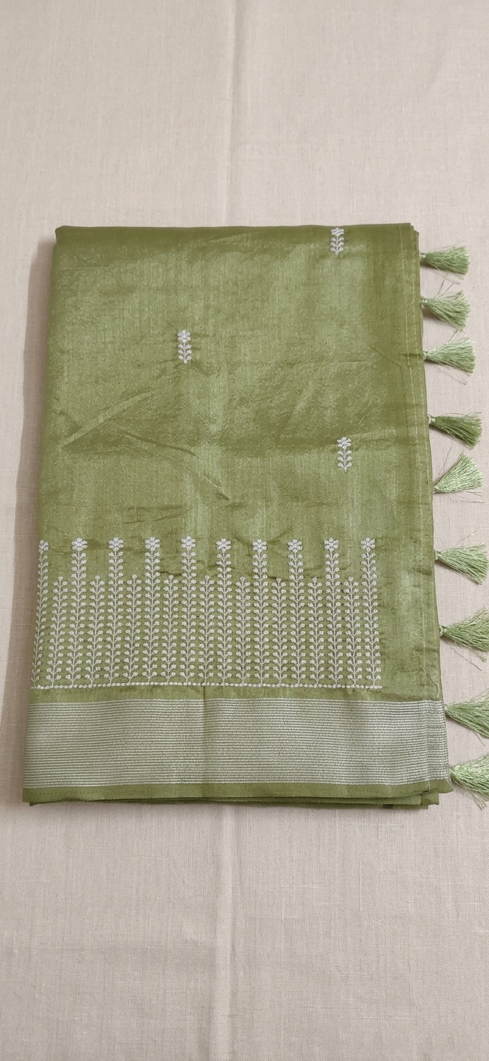 Sage Green Chanderi Cotton Saree
