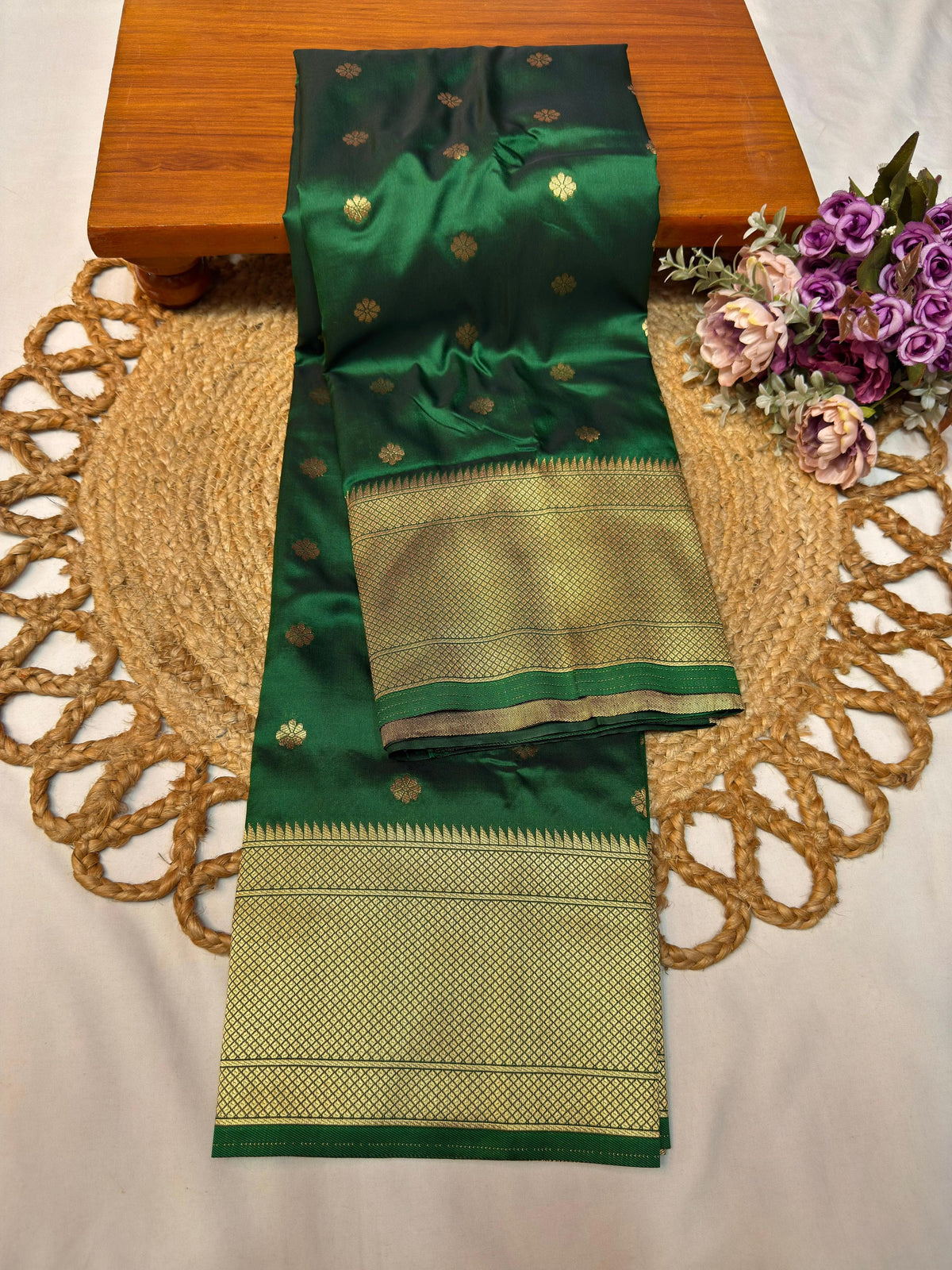 Premium Kalanjali Paithani Silk Saree – Bottle Green