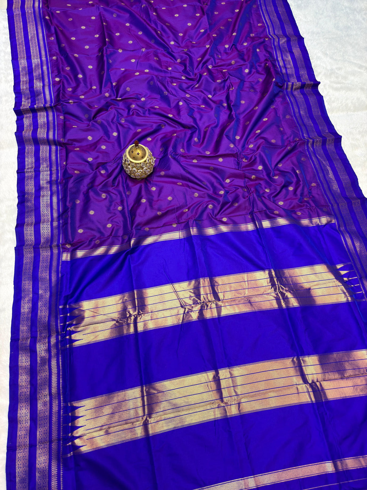 Avika Narayani Paithani Silk Saree – Purple & Royal Blue with Erkal Temple Border