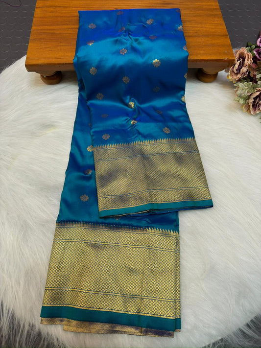 Premium Kalanjali Paithani Silk Saree – Teal Blue