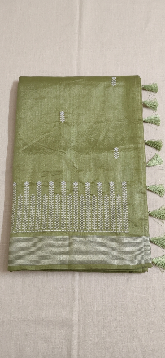 Sage Green Chanderi Cotton Saree